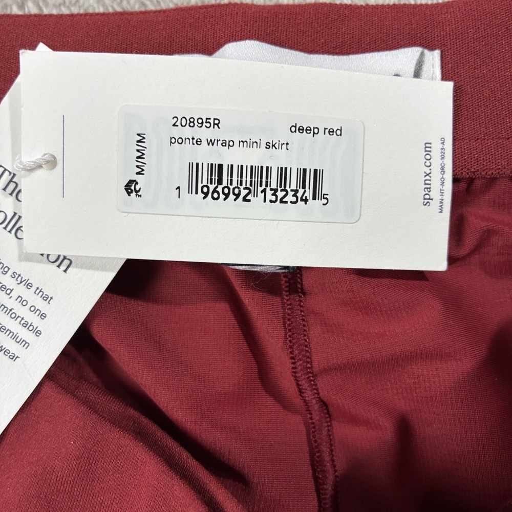 NWT Spanx Ponte Wrap Mini Skirt Deep Red Women's M 90s Minimalist Quiet Luxury - Picture 5 of 13